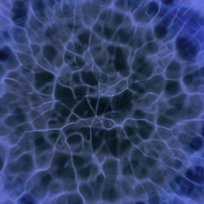 Nahaufnahme einer abstrakten, netzartigen Struktur in dunkelblauen und violetten Farbtönen, die den Inhaltsstoff Hepes symbolisiert.