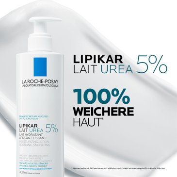 Lipikar Urea 5 % – Visual zur Wirkung auf die Hauttextur: mehr Glätte und Feuchtigkeit