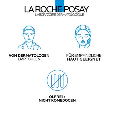 Übersicht zu Produkteigenschaften – für empfindliche Haut geeignet, ölfrei und von Dermatologen geprüft