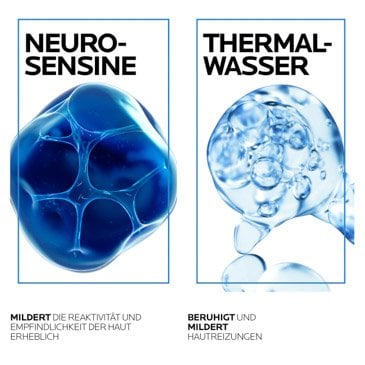 Neurosensine mildern die Reaktivität und Empfindlichkeit der Haut während Thermalwasser die Haut beruhigt und Reizungen mildert