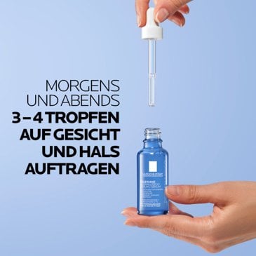 3 bis 4 Tropfen des Toleriane Dermallergo Serums morgens und abends auf Gesicht und Hals auftragen