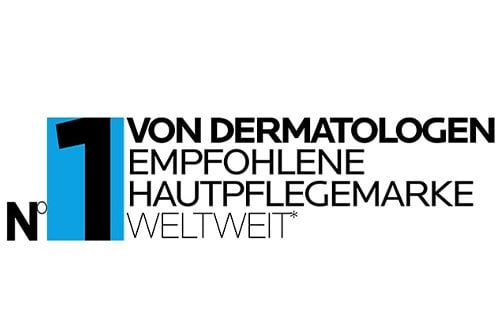 Logo "Nr. 1 von Dermatologen empfohlene Hautpflegemarke weltweit*"