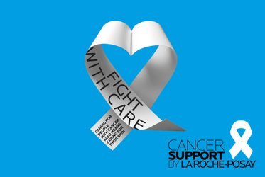 Logo der Cancer Support Kampagne von La Roche Posay mit Herzband und weißer Schleife