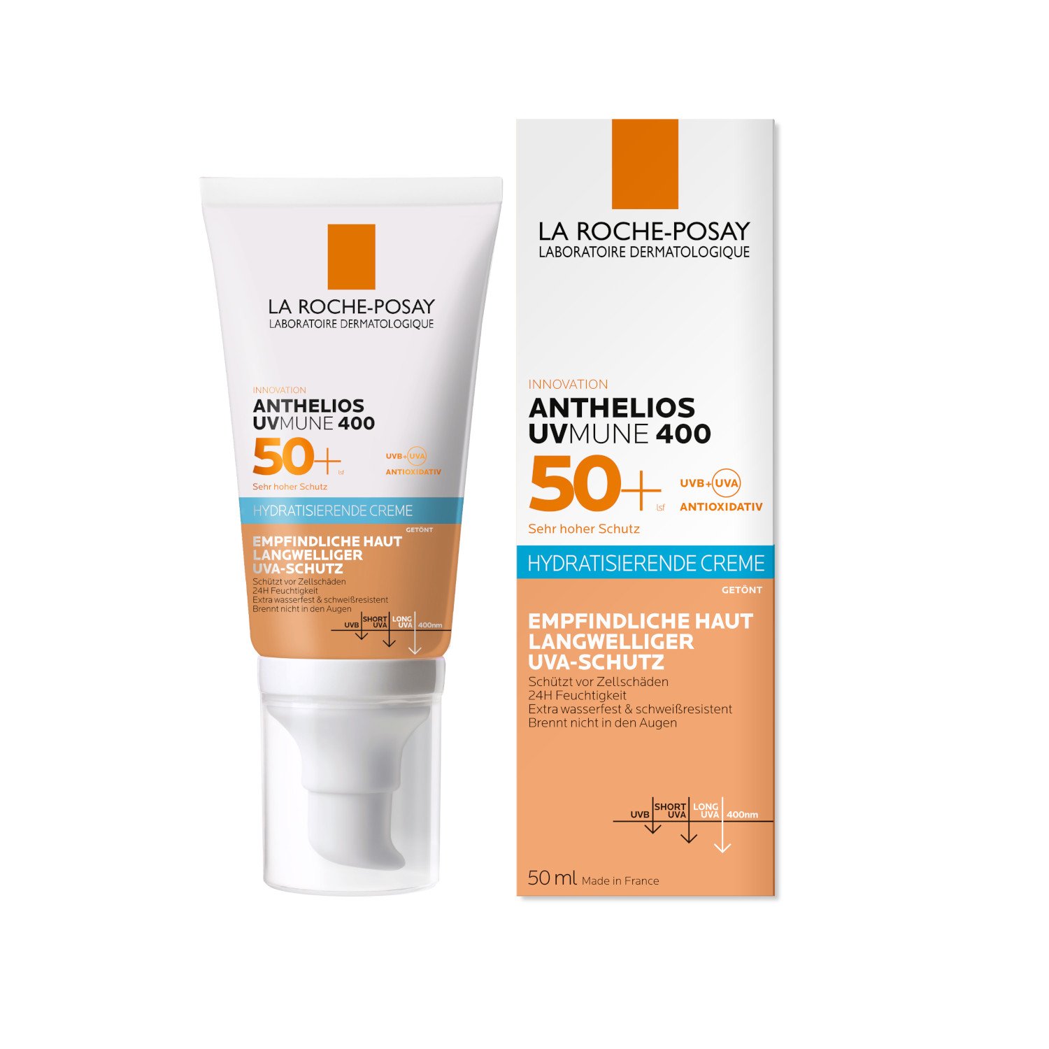 ANTHELIOS HYDRATISIERENDE GETÖNTE BB-CREME UVMUNE 400 LSF 50+ mit Verpackung