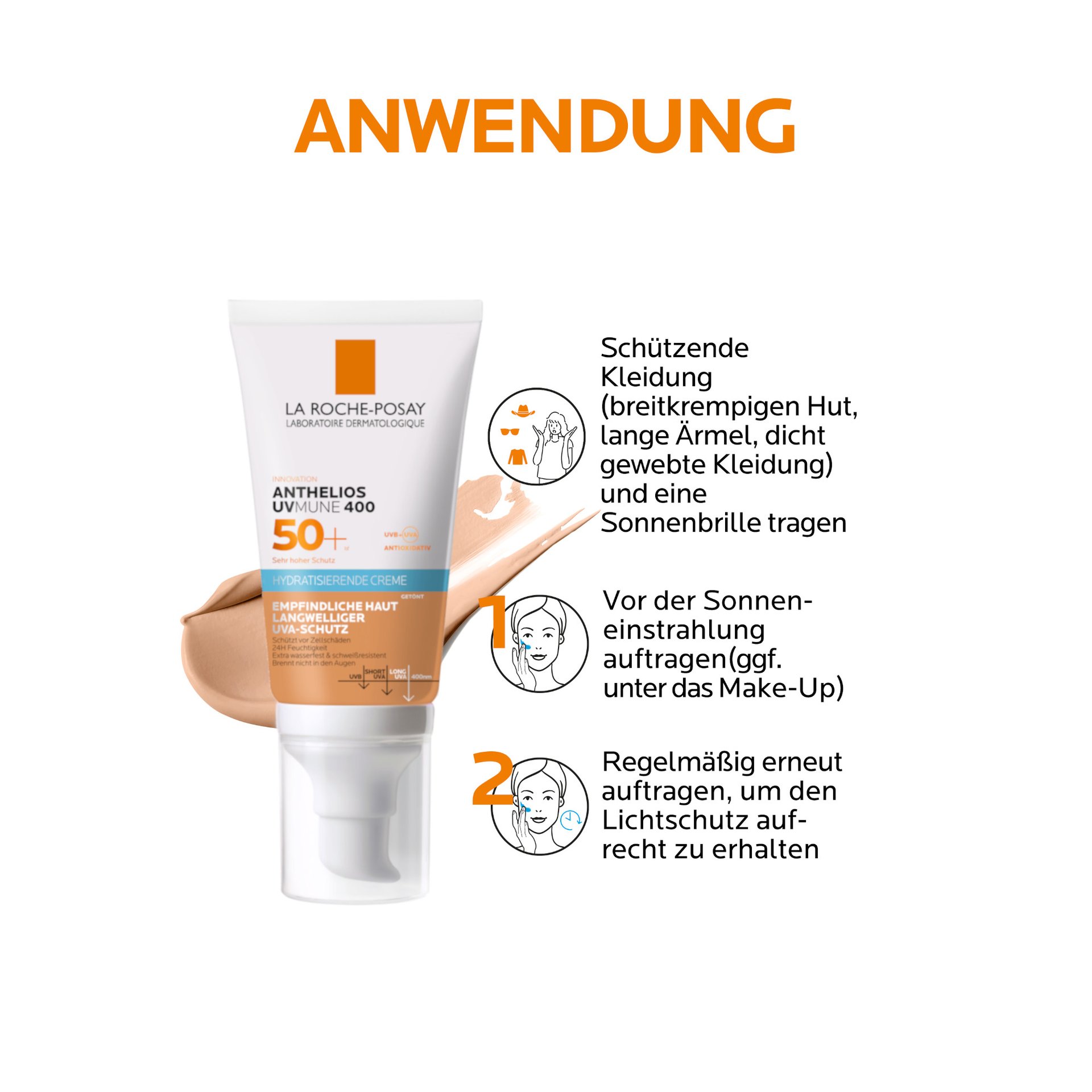 ANTHELIOS HYDRATISIERENDE GETÖNTE BB-CREME UVMUNE 400 LSF 50+ Anwendung