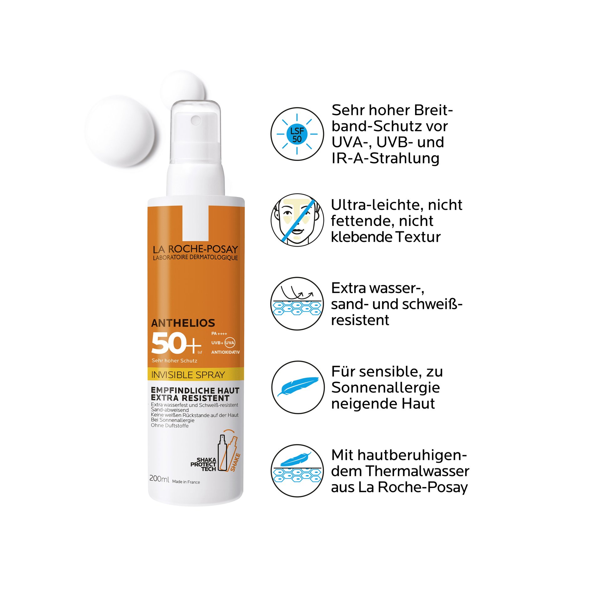 Anthelios InvisibleSpray ohne Parfum 50 200ml front plus Produktinfo