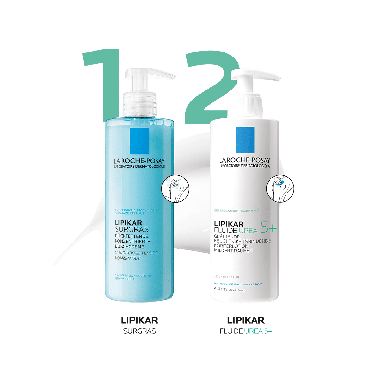 Lipikar Fluid Urea 5+ und Lipikar Surgras